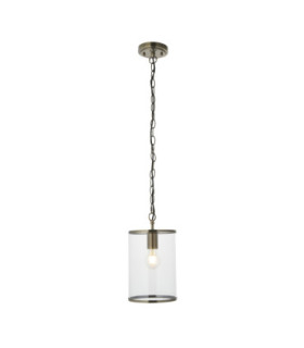 Hebden Slim Pendant Light Antique Brass Clear Glass-1