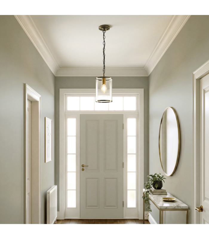 Hebden Slim Pendant Light Antique Brass Clear Glass-2