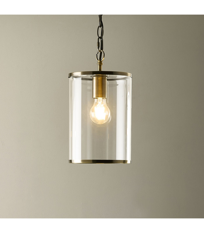 Hebden Slim Pendant Light Antique Brass Clear Glass-4