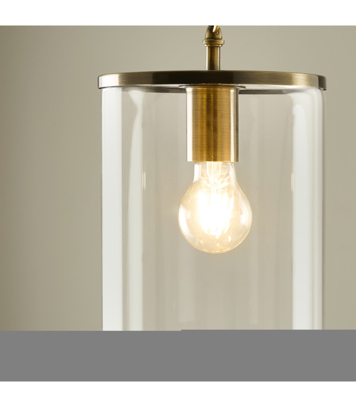 Hebden Slim Pendant Light Antique Brass Clear Glass-5