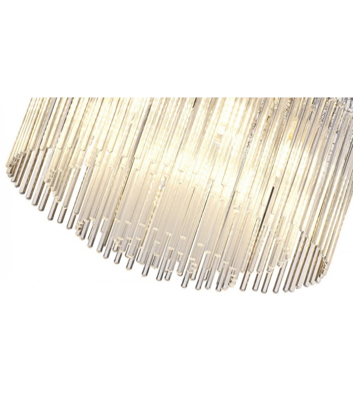 Semi Flush Ceiling Light, 6 x G9, IP44, Polished Chrome, Clear Glass - 6
