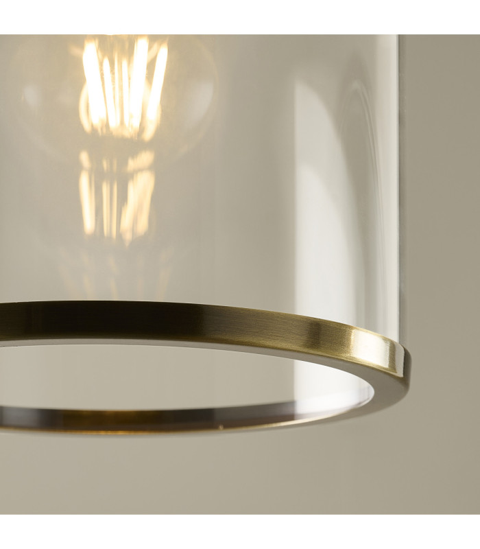 Hebden Slim Pendant Light Antique Brass Clear Glass-6