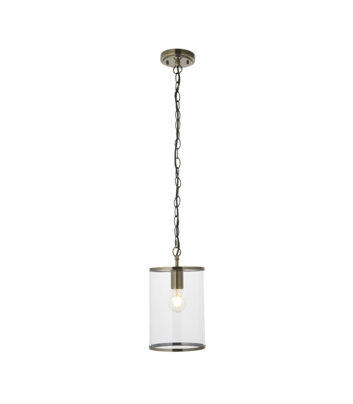 Hebden Slim Pendant Light Antique Brass Clear Glass-9