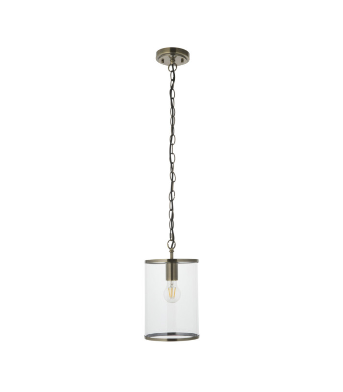 Hebden Slim Pendant Light Antique Brass Clear Glass-10