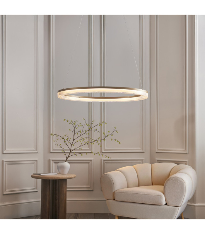 Lansina Integrated LED Pendant Light Brushed Gold Plated Opal Ribbed Acrylic-2