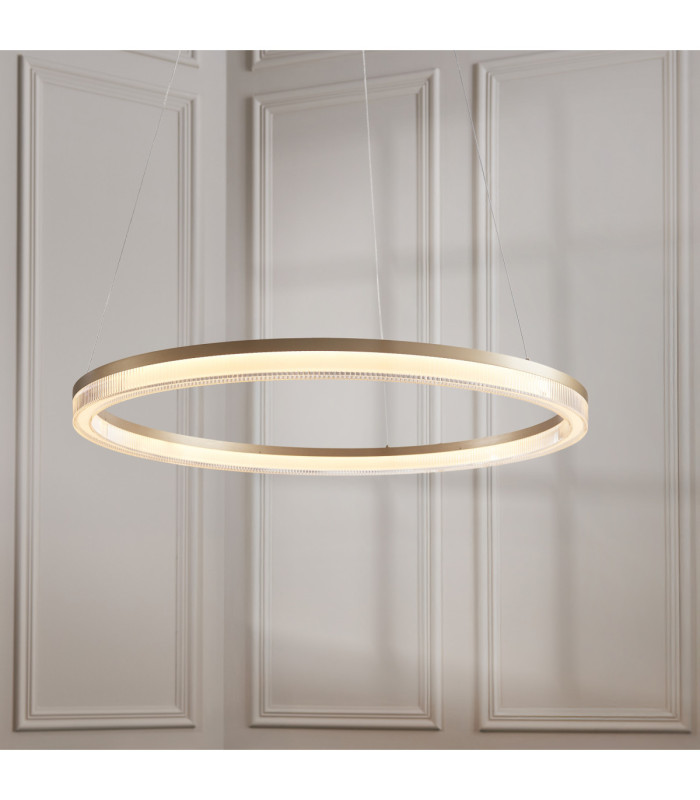 Lansina Integrated LED Pendant Light Brushed Gold Plated Opal Ribbed Acrylic-4