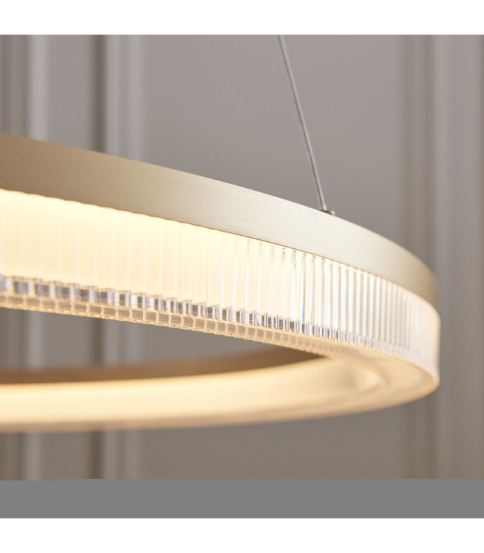 Lansina Integrated LED Pendant Light Brushed Gold Plated Opal Ribbed Acrylic-7