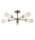 Avelyn Multi Arm Semi Flush Ceiling Light Antique Brass Clear Ribbed Glass-1