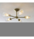 Avelyn Multi Arm Semi Flush Ceiling Light Antique Brass Clear Ribbed Glass-3