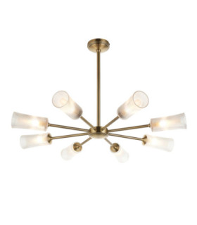 Avelyn Multi Arm Pendant Light Antique Brass Clear Ribbed Glass-1