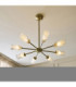 Avelyn Multi Arm Pendant Light Antique Brass Clear Ribbed Glass-4