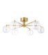 Oslo Multi Arm Semi Flush Ceiling Light Brushed Aged Brass Clear Glass-1