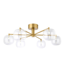 Oslo Multi Arm Semi Flush Ceiling Light Brushed Aged Brass Clear Glass-1