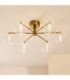 Oslo Multi Arm Semi Flush Ceiling Light Brushed Aged Brass Clear Glass-4