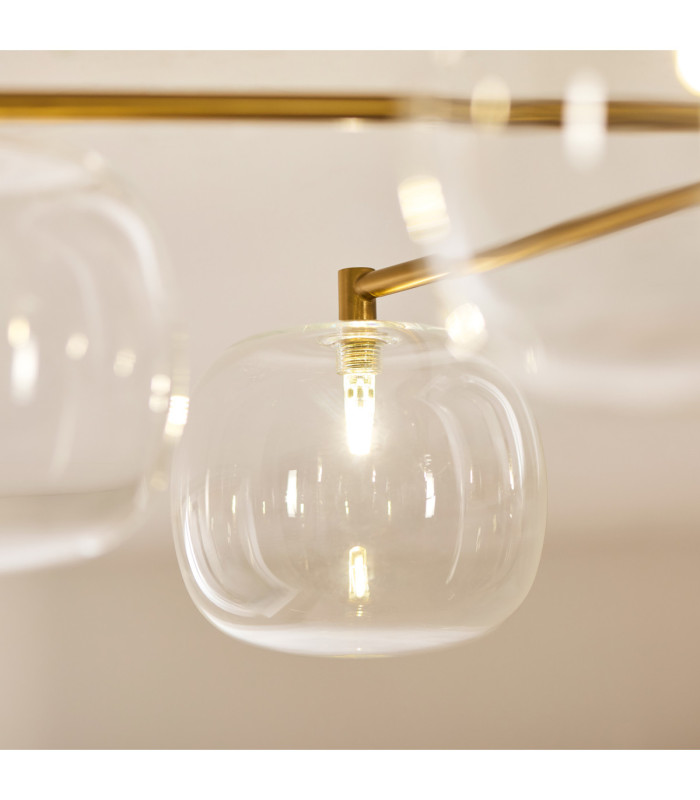 Oslo Multi Arm Semi Flush Ceiling Light Brushed Aged Brass Clear Glass-6