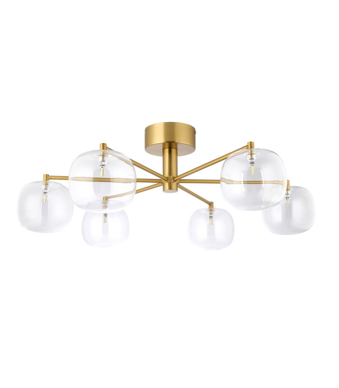 Oslo Multi Arm Semi Flush Ceiling Light Brushed Aged Brass Clear Glass-8