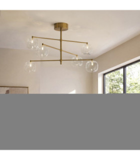 Oslo Multi Arm Semi Flush Ceiling Light Brushed Aged Brass Clear Glass-2