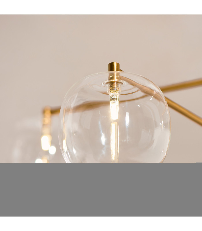 Oslo Multi Arm Semi Flush Ceiling Light Brushed Aged Brass Clear Glass-5