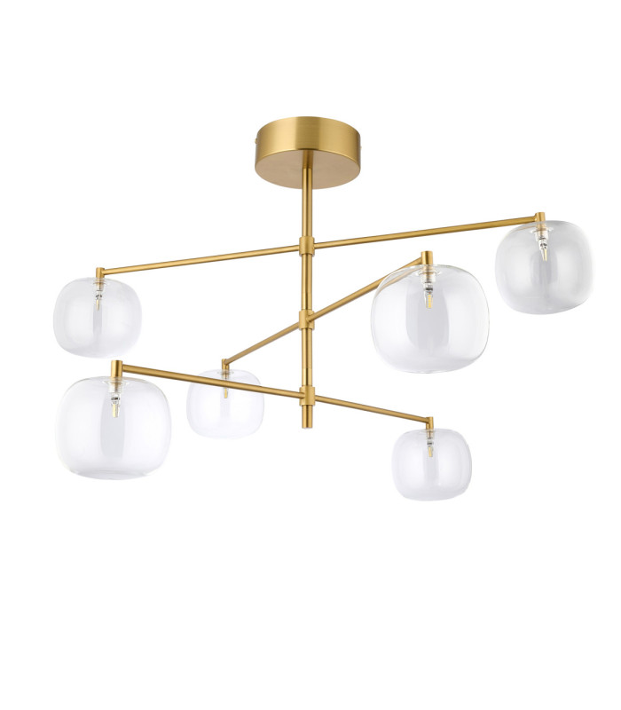 Oslo Multi Arm Semi Flush Ceiling Light Brushed Aged Brass Clear Glass-8