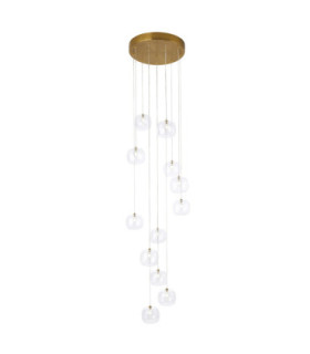 Oslo Cluster Pendant Light Brushed Aged Brass Clear Glass-1