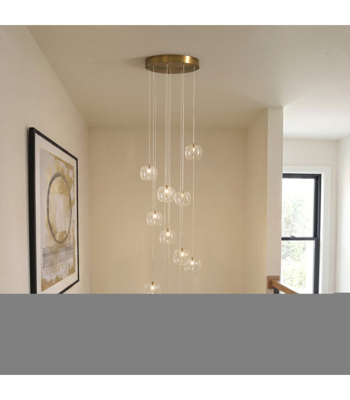 Oslo Cluster Pendant Light Brushed Aged Brass Clear Glass-2