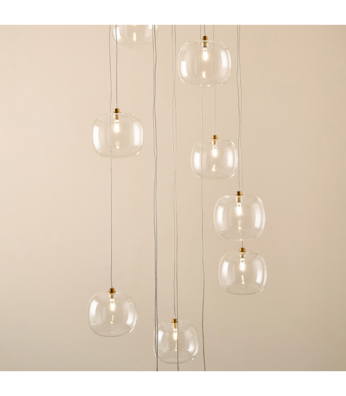 Oslo Cluster Pendant Light Brushed Aged Brass Clear Glass-3