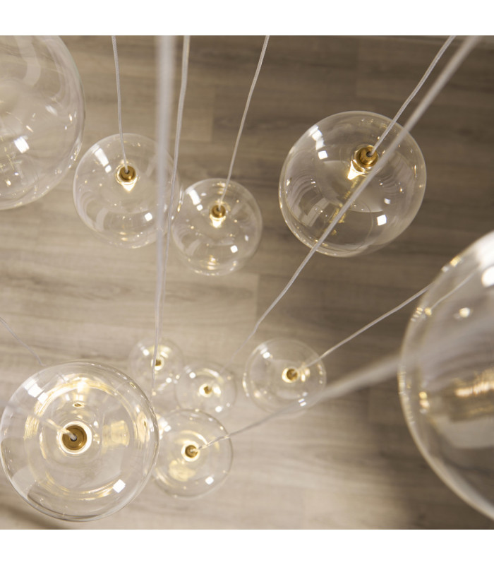 Oslo Cluster Pendant Light Brushed Aged Brass Clear Glass-4