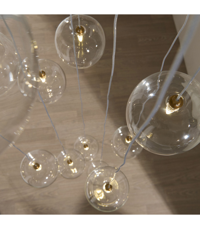Oslo Cluster Pendant Light Brushed Aged Brass Clear Glass-5
