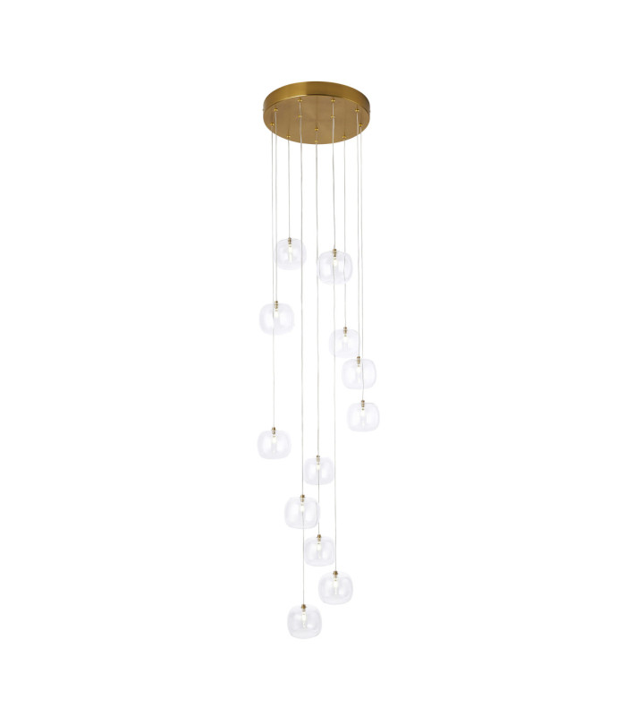 Oslo Cluster Pendant Light Brushed Aged Brass Clear Glass-8
