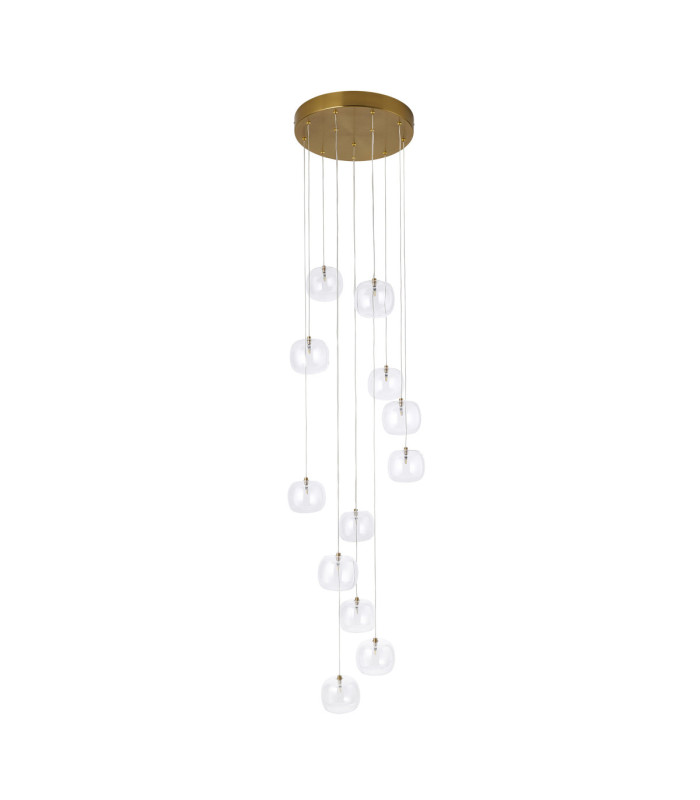 Oslo Cluster Pendant Light Brushed Aged Brass Clear Glass-9