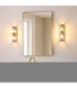 Ridgeton IP44 Bathroom Wall Lamp Antique Brass Clear Ribbed Glass-2