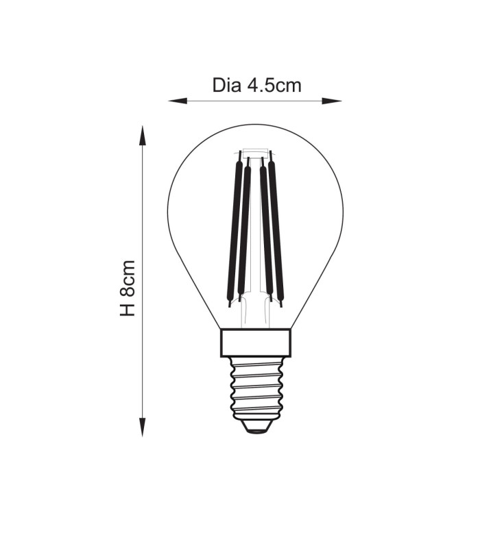 White Filament E14 LED Golf Bulb Clear Glass Bright Nickel-3