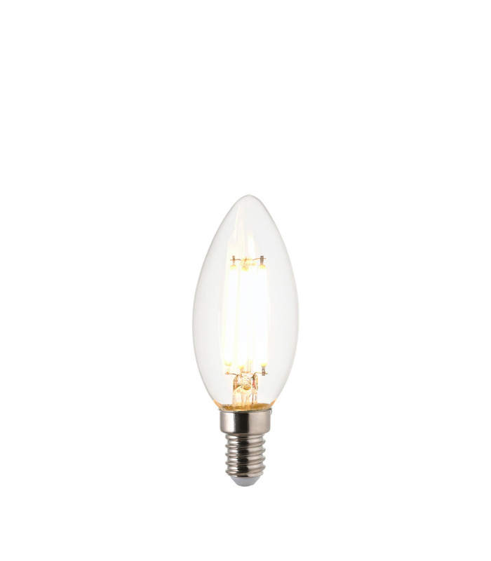 White Filament E14 LED Candle Bulb Clear Glass Bright Nickel-1