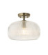 Harborne Bowl Semi Flush Ceiling Light Antique Brass Clear Ribbed Glass-1