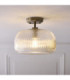 Harborne Bowl Semi Flush Ceiling Light Antique Brass Clear Ribbed Glass-4
