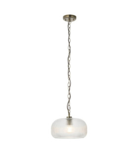 Harborne Dome Pendant Light Antique Brass Clear Ribbed Glass-1