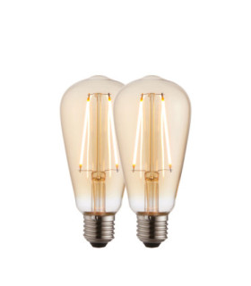 E27 LED Filament Pear - 2 pack E27 Bulb Amber Glass-1