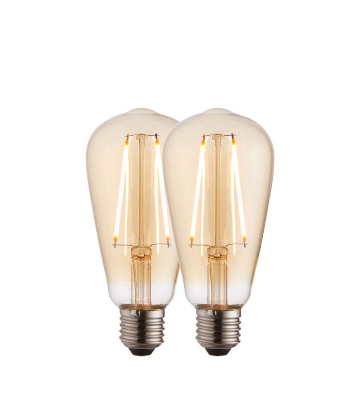 E27 LED Filament Pear - 2 pack E27 Bulb Amber Glass-1