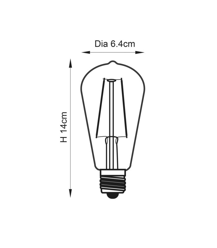 E27 LED Filament Pear - 2 pack E27 Bulb Amber Glass-3