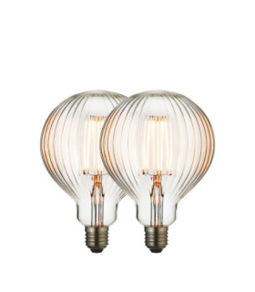 E27 Ribb Globe 125mm Dia - 2 pack E27 Bulb Clear Glass-1