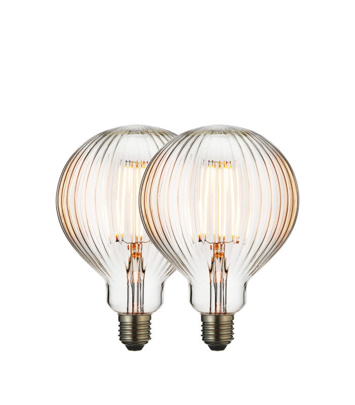 E27 Ribb Globe 125mm Dia - 2 pack E27 Bulb Clear Glass-1