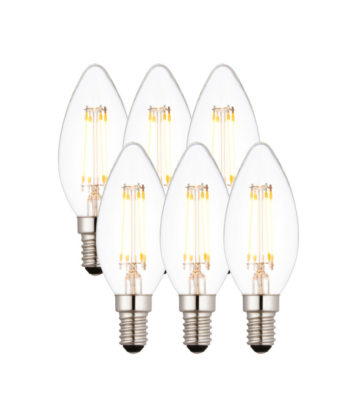 E14 LED Filament Candle - 6 pack E14 Bulb Clear Glass-1