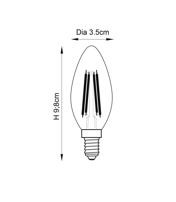 E14 LED Filament Candle - 6 pack E14 Bulb Clear Glass-2