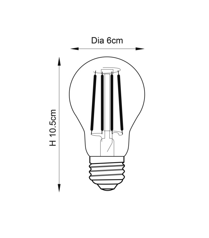 E27 LED Filament GLS - 2 pack E27 Bulb Clear Glass-2
