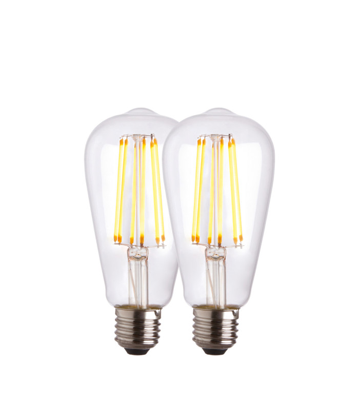 E27 LED Filament Pear - 2 pack E27 Bulb Clear Glass-1