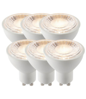 GU10 LED SMD 60° - 6 pack GU10 Bulb Matt White Plastic Clear Prismatic-1