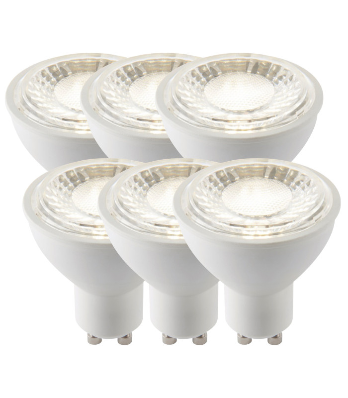 GU10 LED SMD 60° - 6 pack GU10 Bulb Matt White Plastic Clear Prismatic-1