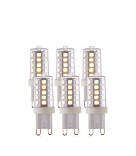 G9 LED SMD Dimmable - 6 pack G9 Bulb Clear Gloss White Pc