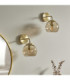 Dimple - Twin Pack - Dome Wall Lamp Satin Brass Champagne Lustre Glass-3