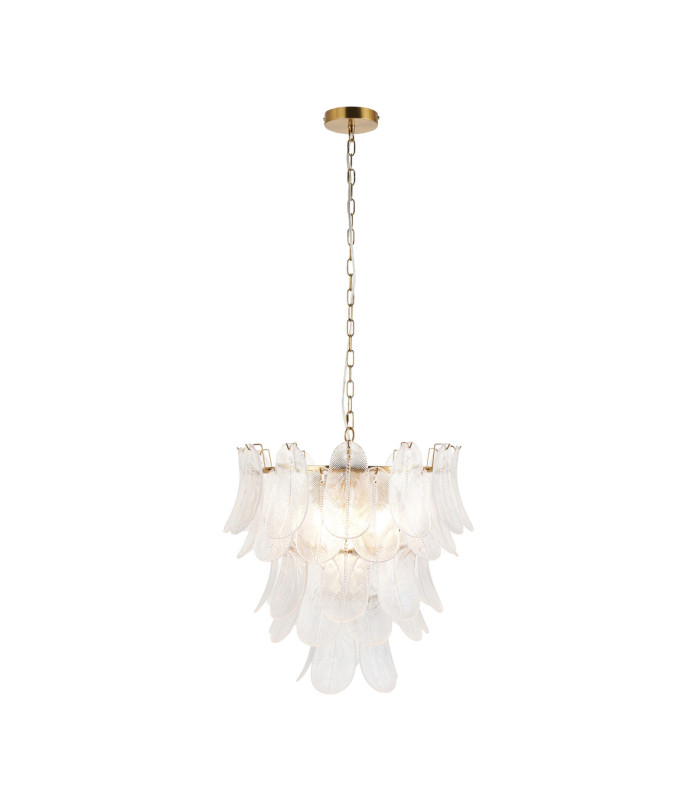 Autumn Pendant Light Brushed Aged Brass Clear Textured Glass-1